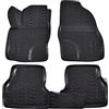 J&J AUTOMOTIVE Tappetini Auto in Gomma su Misura per Ford Focus 2 2004-2010, Set da 4 Pezzi, Bordo Alto 4 cm, Antiscivolo, Inodore, Colore Nero