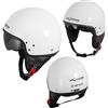 A-Pro Casco Jet Scooter Moto Omologato ECE 22 Visiera Parasole Bianco XS