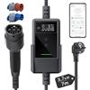 dé Carichino Auto Elettrica App 3,7kW 7m 6-16A Set Viaggio, Caricatore Auto Elettrica Portatile Tipo 2 Schuko con LCD, Cavo Ricarica Auto Elettrica, Colonnina Ricarica per Model 3/Y e Altri EV/PHEV