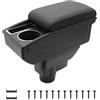 KAERGK Braccioli per auto per Opel Corsa D 2006-2014 Console centrali per auto Doppio spazio di stoccaggio con portabicchieri Montaggio semplice Pelle nera comoda e resistente (linea nera)