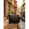 Vintage Borsa Messenger Uomo In Vera Pelle Nera Per Laptop Smart Bag, Nuova