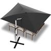 Devoko Alluminio Ombrellone da Giardino 3x4m Copertura,Tettuccio monostrato Ombrellone da Balcone Impermeabile,Ombrelloni da Esterno con Protezione UV50+,Ombrellone da Terrazzo Rotazione 360°,Grigio