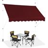 GYMAX Tenda da Sole a Bracci Regolabile in Altezza, Tenda da Sole con Manovella per Balcone, Tenda Impermeabile e Resistente al Sole, Altezza Regolabile da 2M a 3M, per Finestra (Rosso, 200 CM)