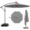 RELAX4LIFE Ombrellone da Giardino 3x3M con Luci a LED, Ombrellone da Balcone con Base a Croce e Sacco di Sabbia, Protezione Solare, per Giardino Terrazzo e Patio (Grigio)
