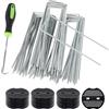 QinOustore 50 ancoraggi a terra zincati,con 50 rondelle,picchetti da giardino a forma di U,Antiruggine Picchetti Giardino,Telo Pacciamatura,Erba Artificiale,Fissaggio per Campeggio,150x36mm Ø 3 mm