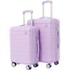 WHYGO - VA6545 Set Trolley valigie 2 pz, (S-M) 4 Ruote rivestite in gomma, Guscio Rigido ABS Resistente - ultra leggero, Manico telescopico - Serratura a combinazione (LILAC, VA6545)
