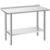 VEVOR Tavolo da Lavoro per Cucina in Acciaio Inox, Tavolo Centrale in Acciaio Inox 2 Ripiani con Alzatina 121,9 x 61 cm Preparazione Catering da Hotel, Ristorante, Supermercato, Panetterie, Bar