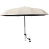 Monwssoe Ombrelli, Ombrello Portatile con Clip per Sedia, Parasole Regolabile a 360° con Morsetto per sedie da Spiaggia, Campeggio e da Esterno, Diametro 45, 28 Pollici Beige