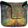 aidingzhi The Tree Of Life - Copri putter da golf colorato, con chiusura magnetica, per mazzuolo quadrato, impermeabile, in pelle PU