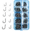 9KM DWLIFE Ganci da pesca in acciaio al carbonio, 500 pezzi, con scatola in plastica, accessori da pesca, trota, carpa con occhiello, set di ganci da pesca in 10 misure, 3#-12#, adatti per acqua dolce