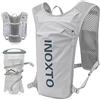 IX INOXTO INOXTO - Zaino da corsa con sacca idrica, leggero, isolato, con sacca d'acqua da 1,5 l, per escursionismo, trail running, ciclismo, gare, maratona, per donne e uomini (grigio chiaro)