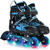 Walmeck Pattini a Rotelle Regolabili per Bambini, Ruote Luminose, Telaio in Alluminio Rinforzato, Ruote in PU 82A, Cuscinetti ABEC 7, con di Tripla Chiusura per Bambine, B (S)
