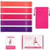 Generico Set di 5 Bande Elastiche Fitness, Fasce di Resistenza per Allenamento, Pilates, Yoga e Glutei, 5 Livelli di Resistenza, con Sacchetto da Trasporto