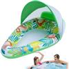 Generico Materassino Da Piscina Con Tettuccio - PVC 140x92x20cm | Poltrona Gonfiabile Da Piscina Con Ombra | Canotto Galleggiante Per Bambini Mare Spiaggia
