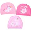 Kichvoe 3 Pezzi Set Cuffie da Nuoto in Poliestere con Design Cartoon Adorabile, Elasticità Forte e Ridotto, Accessorio Piscina per Rosa
