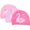 Sosoport 3 Pezzi Set di Cuffie da Nuoto in Poliestere Rosa Design Cartoon Adorabile, Leggere e Protettive per Chioma, Accessori per Piscina e Nuoto