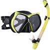 Yctze Maschera da Snorkeling Completamente Asciutta per Adulti, Maschera da Snorkeling con Valvola di Spurgo, Parte Superiore Asciutta, Lenti in Vetro Temperato, Gonna in Silicone Morbido con