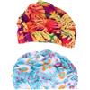 MUCKLILY Cuffia da Nuoto Plissettata per Donna in Nylon 2 Unitá Design Raffinato e Copriorecchie Allargato, Facile da Indossare per Piscina e Mare
