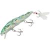 Minhe Esche da pesca Popper da 11 cm, realistiche, dipinte, a forma di pesciolino, galleggiante, con ami spinati e rumore, migliorata da perline in acciaio inox, per vari tipi di pesce (verde)