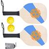 FytStycale 2 Pezzi Racchette Pickleball Legno Dotate di Impugnatura Morbida Set con Palline Custodia Corda Pratico da Portare Adatto per Allenamento, Stile c