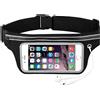 WREWING Marsupio con cerniera frontale touch screen per corsa, cintura riflettente impermeabile con foro per cuffie, ideale per ciclismo, fitness, attività all'aperto