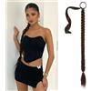 volumoon 80CM Estensione Coda di Cavallo, Treccia Lunga Coda Finta Capelli, Intrecciata Coda, Sintetico Posticci per Capelli Extension, Coda di Cavallo Morbidi, Ponytail Extension per Donne (Marrone-nero)