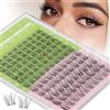 KEYYOU LASH Fairy Lash Clusters Manga Extension Ciglia D Curl 144 Pezzi Ciglia Finte Wispy Naturale Invisibile Nastro Ciglia con Impermeabile Estensione Ciglia Fai da Te (Venus-D-8-16MIX)