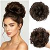CENCERY Chignon spettinato da donna, extension per chignon ricci e ondulati, extension sintetiche con clip per chignon spettinato con artiglio per coda di cavallo (Castano scuro)