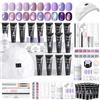 SAVILAND 15 Colori Kit Acrygel per Unghie: Poly Nail Gel con Effetto Occhio di Gatto con Lampada UV e Strumenti per Nail Art per Ricostruzione Unghie e Cat Eye Nail Fai da Te, Viola