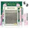 Keyyoulash, kit fai da te per extension per ciglia, 120 pezzi, 8-18 MIX, kit di extension per ciglia con colla e guarnizione, rimuovi ciglia e applicatori, per extension fai da te a casa (KY09)