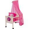 roba Lettino per Bambole Happy Fee, Accessori in Tessuto, Biancheria da Letto, Baldacchino, Legno Naturale, Rosa