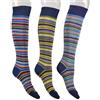 CALZE PRESTIGE (3 PAIA) Calze Donna gambaletto millerighe multicolor, in morbidissimo cotone elasticizzato- Eleganza Italiana ad ogni passo - 100% Made in (Brescia) Italy (A5)