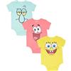 Nickelodeon Spongebob SqarePants Baby Boy Girl 3 Pack Bodysuits 0-3 Months