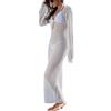 Generico Copri Costume Da Bagno Donna Lungo Copricostume Mare Trasparente Copribikini Manica Lunga Bikini Cover Up Tunica Spiaggia Cappuccio Vestito Mare Traspirante Estate Vacanze Mare S-L (White, S)