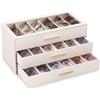 Lolalet Organizer per occhiali da sole a 5 strati, scatola in vetro con coperchio trasparente a più strati per occhiali da sole, gioielli, orologi per donne e uomini, crema