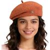 HIQIU Berretto da donna estivo primavera in cotone e lino - elegante traspirante sottile berretto da donna artista cappello da pittore, Colore: arancione., 56-58