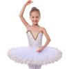 GiftGalore Ragazze body danza con piastra, tutù professionale, gonna in organza rigida, gonna danza orlo piuma di cigno lago senza maniche body danza.(Non-luminous-White,9-10 anni)