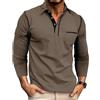 Rodawu Polo da uomo a maniche lunghe, in cotone, maglietta da golf, Grigio scuro, XL