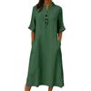 Lggwunsi vestito donna lungo, Vestiti Estivi Donna Lino Abiti Casual Eleganti Vestito in Cotone con Bottoni Manica Larghe Abito Vacanza Comodo Taglie Forti Summer Dress Spiaggia Copricostume, Viola, L