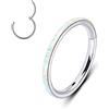 Longbeauty - Orecchino per cartilagine, 1,2 mm, in acciaio inox 316L, con opale sul bordo, anello per naso, helix, trago, gioiello blu | bianco, rosa, viola e Acciaio inossidabile