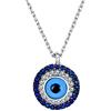 Bling Jewelry Turco Blu Pave Cz Protezione Spirituale Amuleto Malocchio Cerchio Rotondo Ciondolo Stazione Collana Per Le Donne Per Adolescenti .925 Sterling Silver