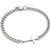 TINGN Braccialetti da uomo in acciaio inossidabile 316L, braccialetto da uomo cubano ro Box Tank Chain Cross Bracciale regalo per uomini, padre, fidanzato, fratello, 8.3 inch(21 cm), Acciaio