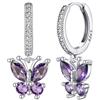 Bestyle Ametista Orecchini Argento 925 Donna Orecchini a Farfalla Orecchini a Cerchio Antiallergico Regalo Compleanno San Valentino
