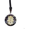 KETLIXS Collana Orgone Hand of Fatima Hamsa, Metatron Cube Merkeba Chakra Crystal Stone for Healing Yoga Meditation,Black