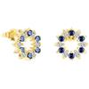 Bellitia Jewelry Orecchini Stella Marina in Argento 925 Orecchini Ipoallergenici Placcati Oro a Bottone a Forma di Ghirlanda con Zirconi Brillanti Colori F e Blu da Donna