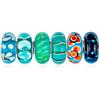 Bling Jewelry Set Misto Di Perle Di Charm Vortice In Argento 925 Con Nucleo Traslucido Delle Sfumature Dell'Acqua Blu Del Fiore Di Murano, Adatto Al Braccialetto Europeo Per Le Donne Adolescenti