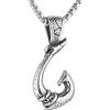 HZMAN Collana da uomo con gancio a forma di amo da pesce, stile retrò, in acciaio inox, stile hawaiano Maui, idea regalo, Acciaio inossidabile, Nessuna pietra preziosa