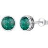 REDSUN Orecchini a perno in malachite vichingo, in argento sterling 925, rotondi, con inserto in pietra verde, 8 mm, ipoallergenico, pietra protettiva malachite, gioielli unisex, uomini, donne