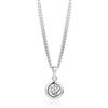 OROVI Ciondolo Donna Oro Bianco 14KT con catena Argento 925 Collana con Ciondolo Punto Luce con Diamante taglio brillante 0,25 ct 45 cm, in astuccio portagioie