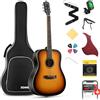Donner Chitarra Acustica Kit 4/4 Chitarra Folk 41 Pollice in Abete Mogano con Custodia Corde Plettri Capotasto Cinghia per Audlto Principiante Studente Sunburst
